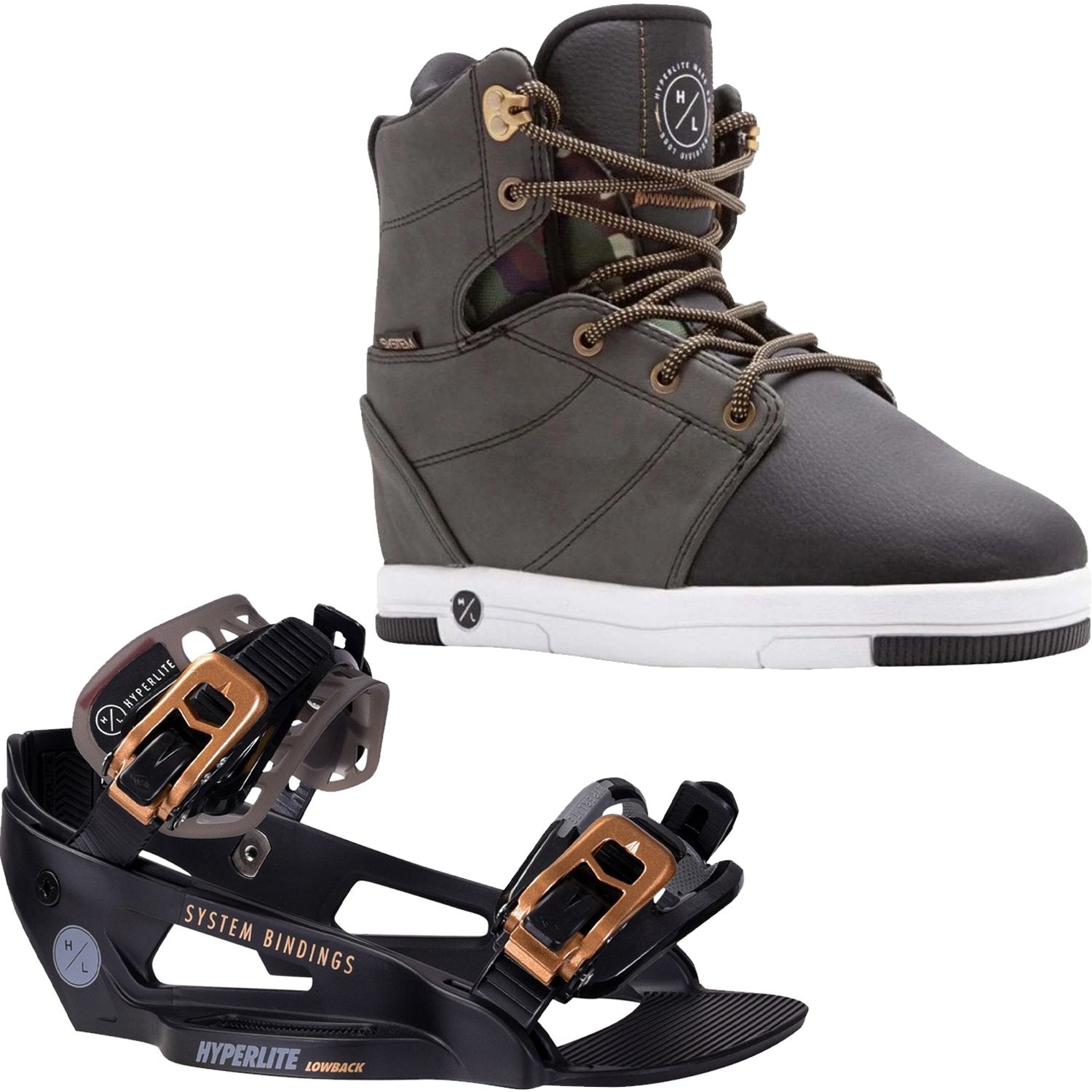 2020 HYPERLITE DISTORTION WAKEBOARD BOOTS W/ SYSTEM LOWBACK BINDINGS